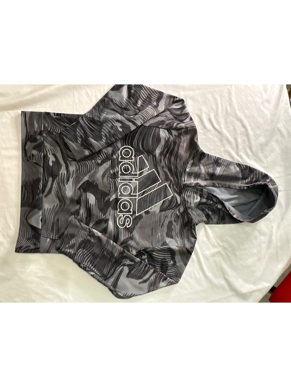 Boys Adidas Black and Gray Patterned Hoodie Sweatshirt Size S